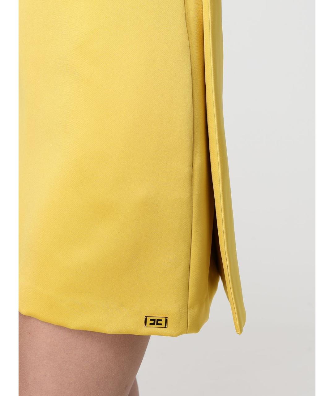 ELISABETTA FRANCHI Желтое полиэстеровое коктейльное платье, фото 3