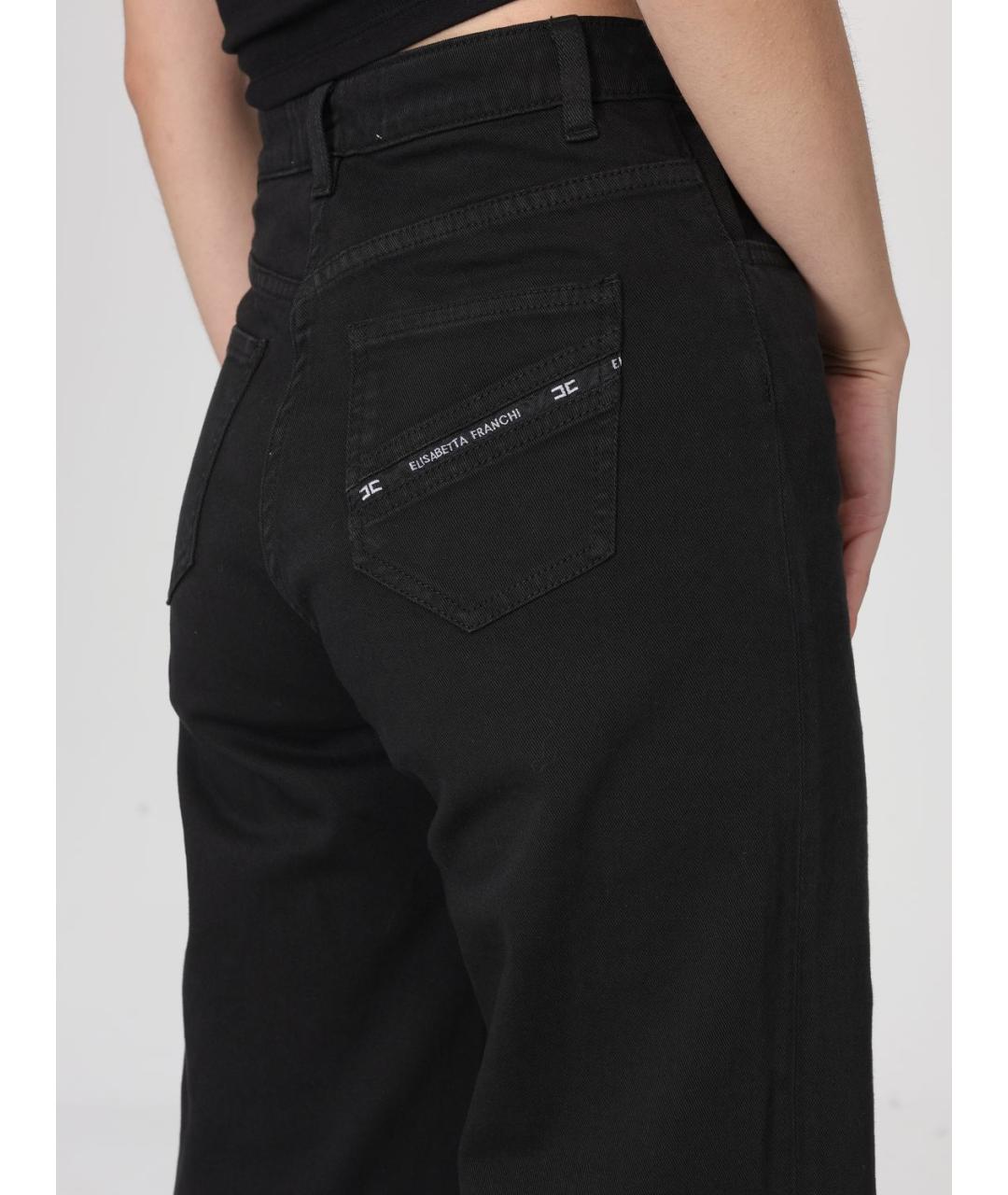 ELISABETTA FRANCHI Черные хлопковые прямые джинсы, фото 3