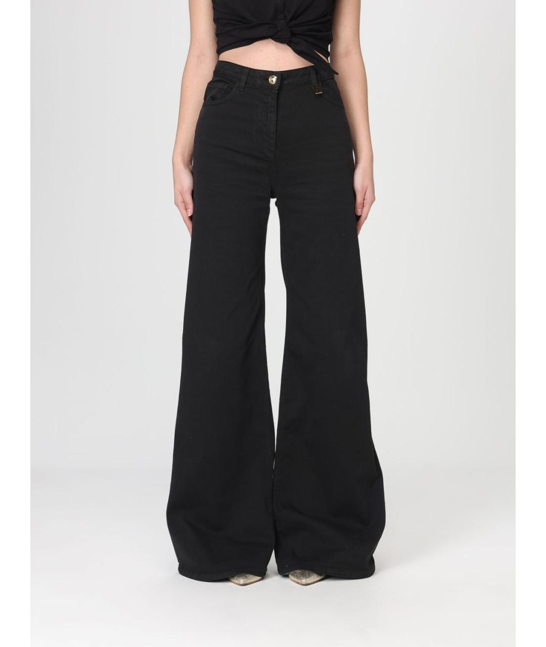 ELISABETTA FRANCHI Черные хлопковые прямые джинсы, фото 4