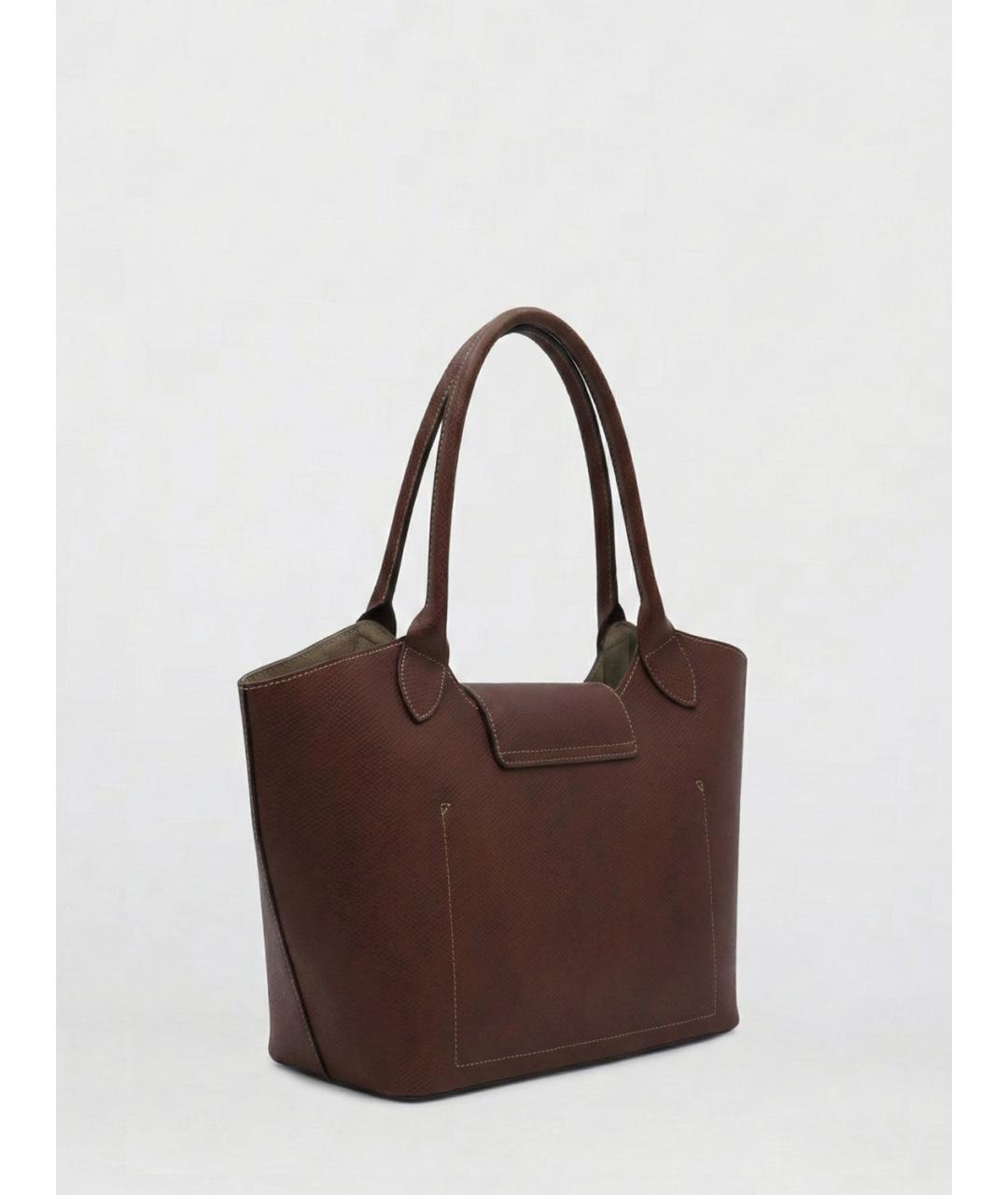 LONGCHAMP Коричневая кожаная сумка тоут, фото 2