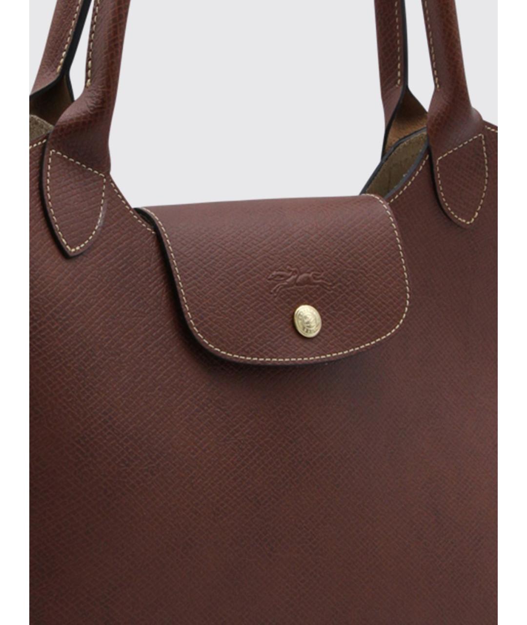 LONGCHAMP Коричневая кожаная сумка тоут, фото 3