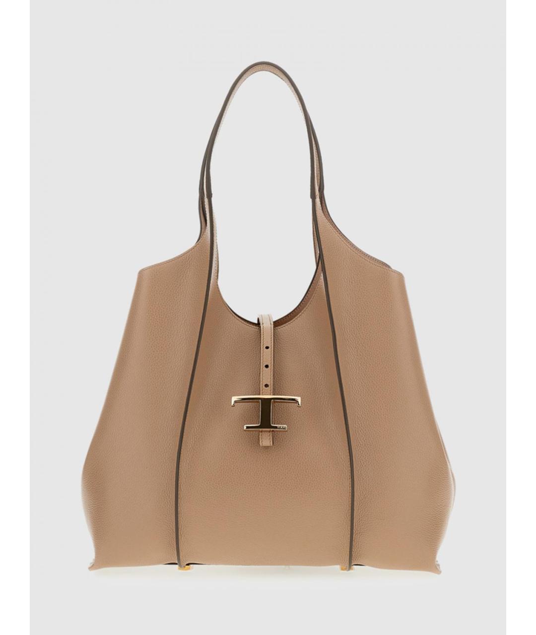 TOD'S Бежевая кожаная сумка тоут, фото 4