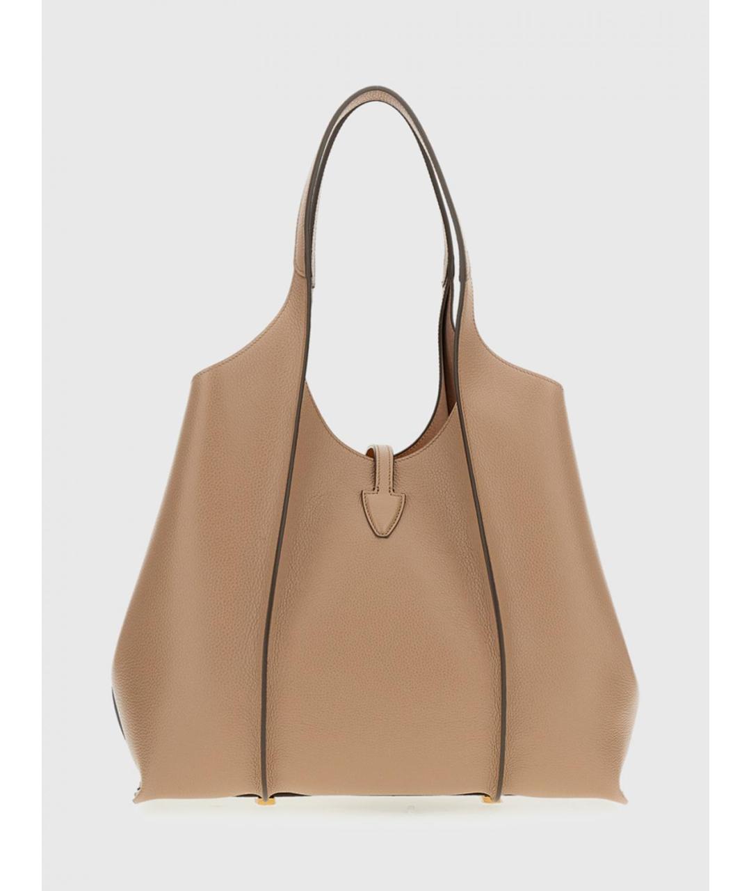 TOD'S Бежевая кожаная сумка тоут, фото 2