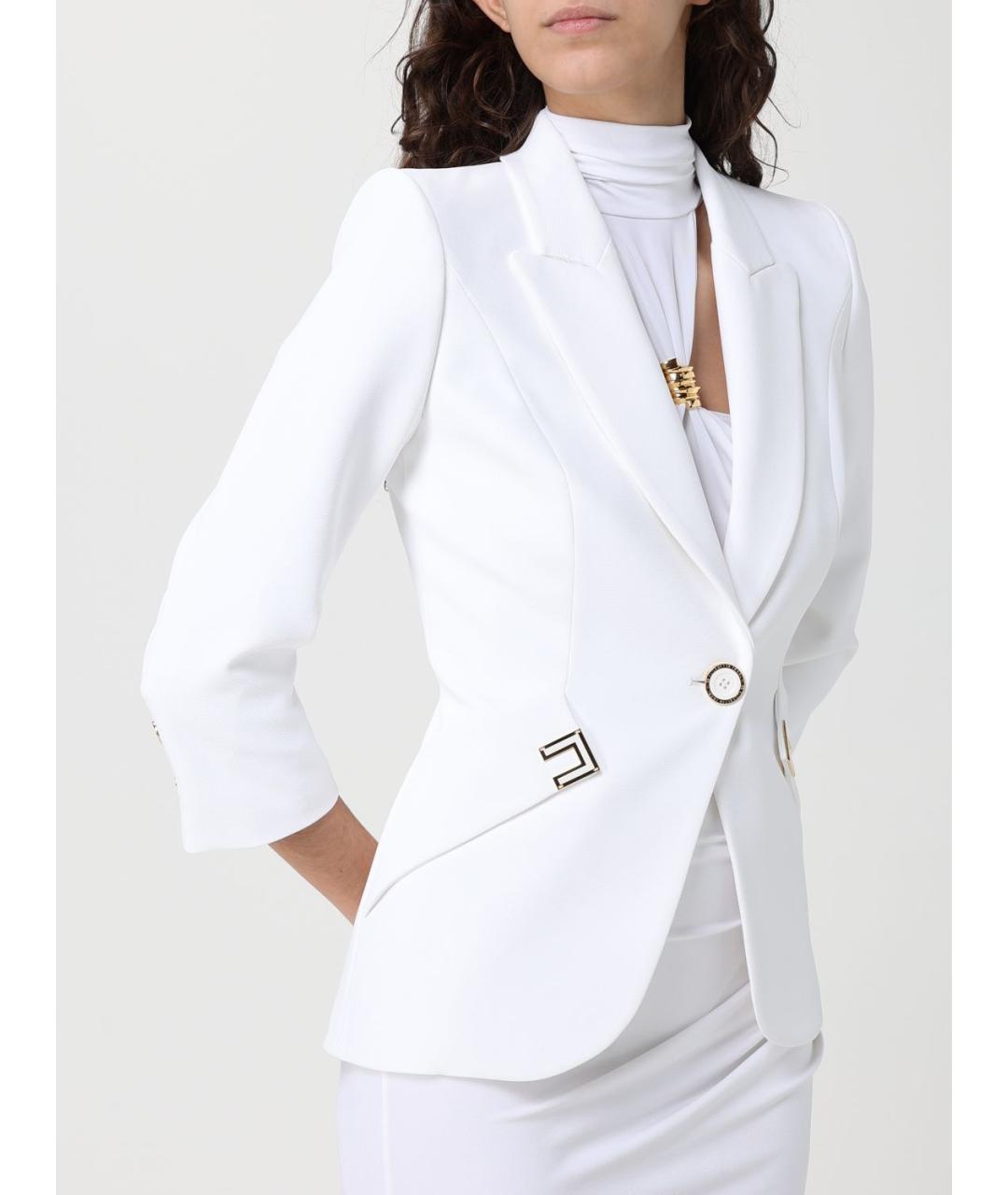 ELISABETTA FRANCHI Белый полиэстеровый жакет/пиджак, фото 4