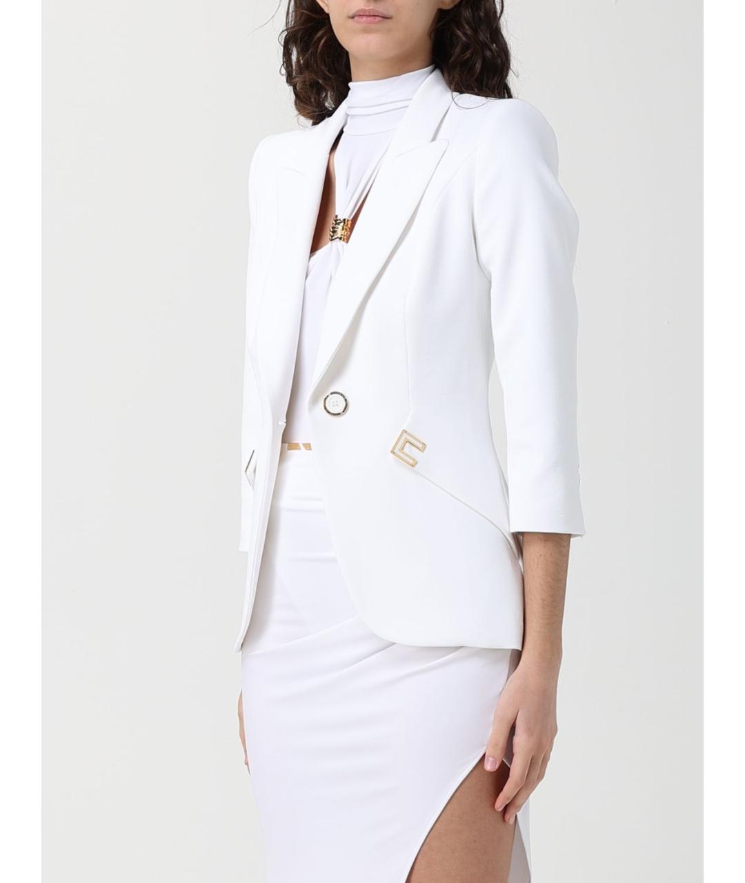 ELISABETTA FRANCHI Белый полиэстеровый жакет/пиджак, фото 3