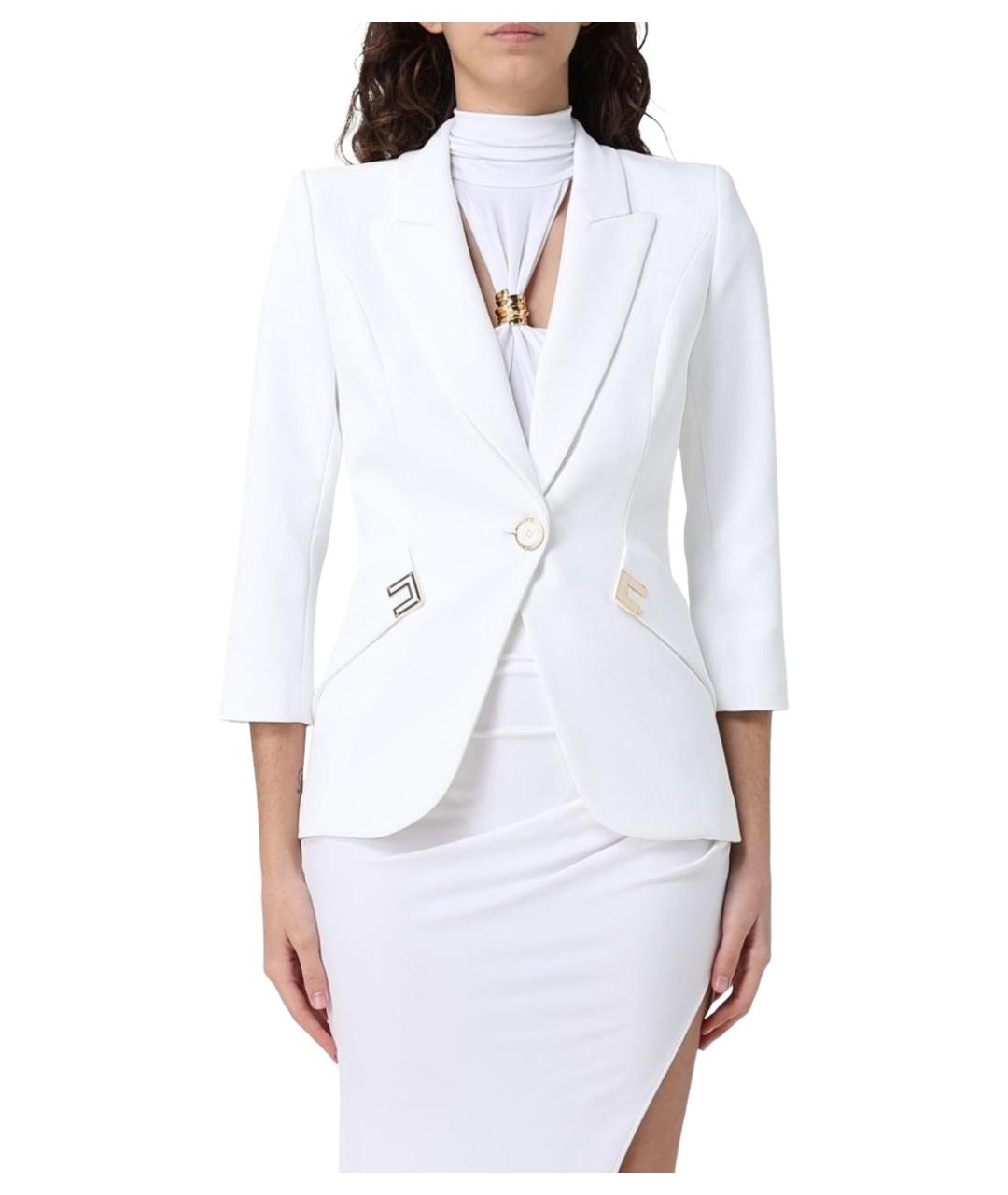 ELISABETTA FRANCHI Белый полиэстеровый жакет/пиджак, фото 1