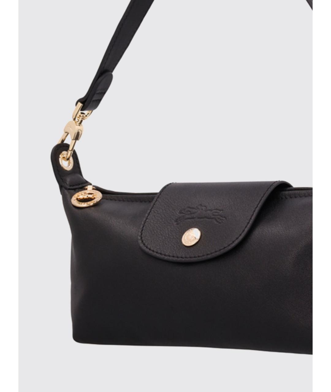 LONGCHAMP Черная кожаная сумка через плечо, фото 3