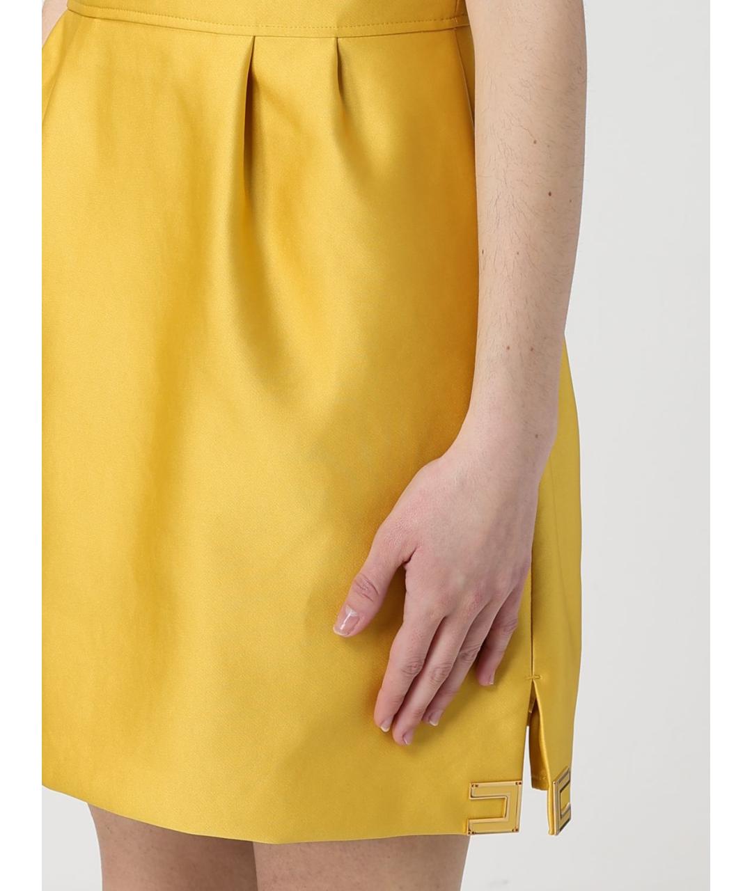 ELISABETTA FRANCHI Желтое полиэстеровое коктейльное платье, фото 3