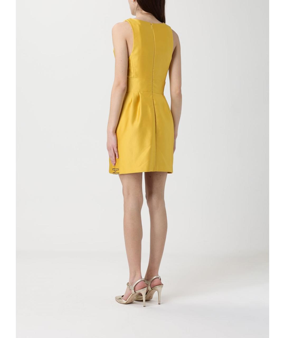 ELISABETTA FRANCHI Желтое полиэстеровое коктейльное платье, фото 2