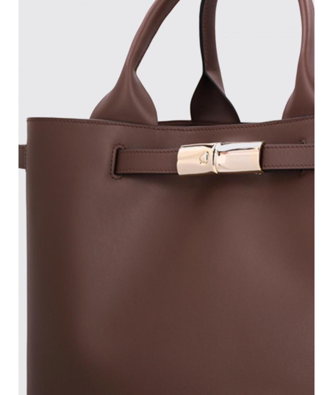 LONGCHAMP Коричневая кожаная сумка с короткими ручками, фото 3