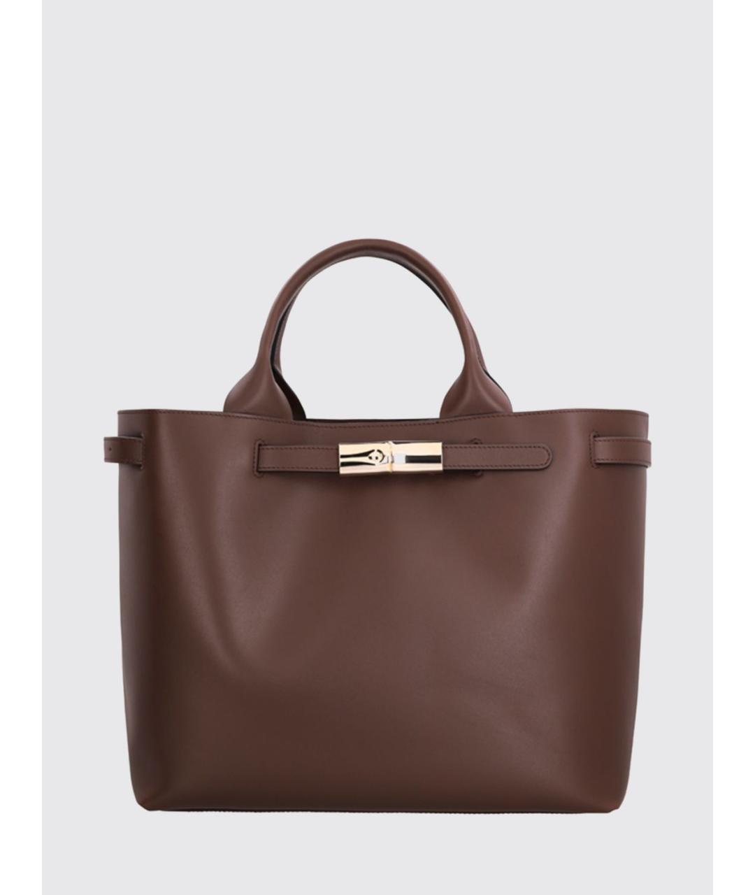LONGCHAMP Коричневая кожаная сумка с короткими ручками, фото 4