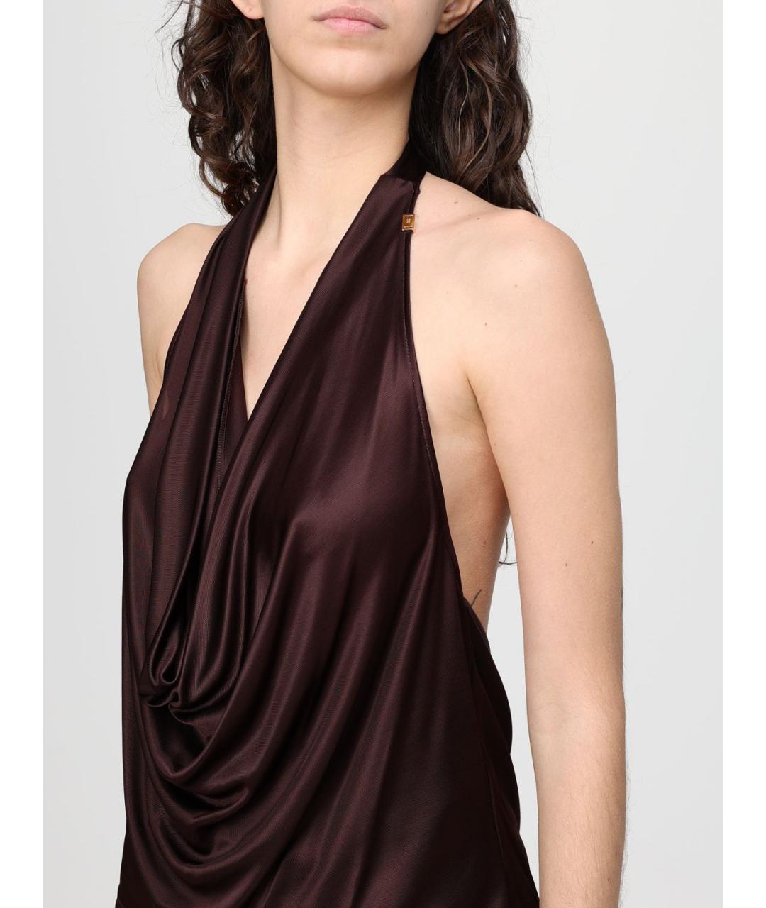 ELISABETTA FRANCHI Коричневая майка, фото 3