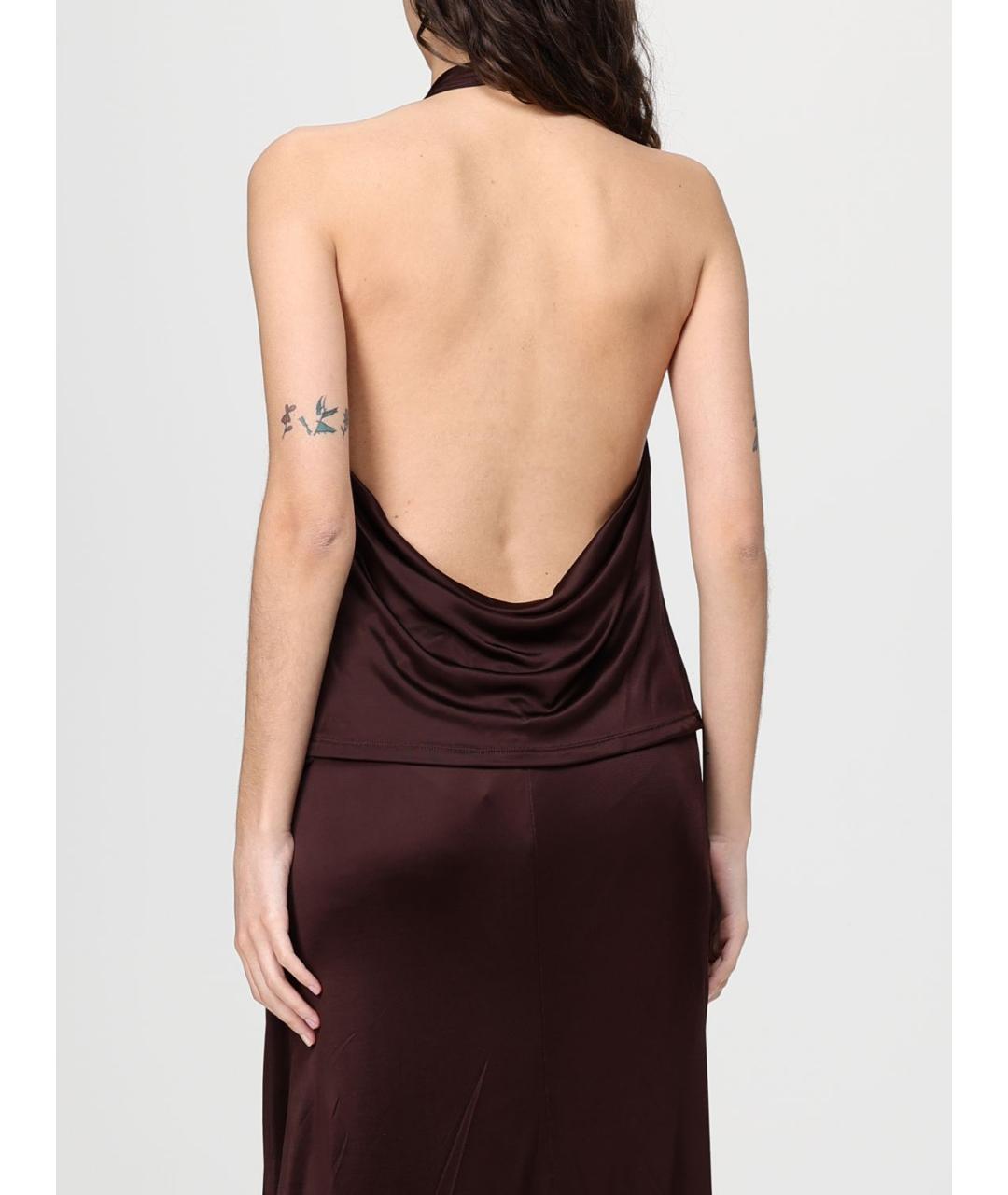 ELISABETTA FRANCHI Коричневая майка, фото 2