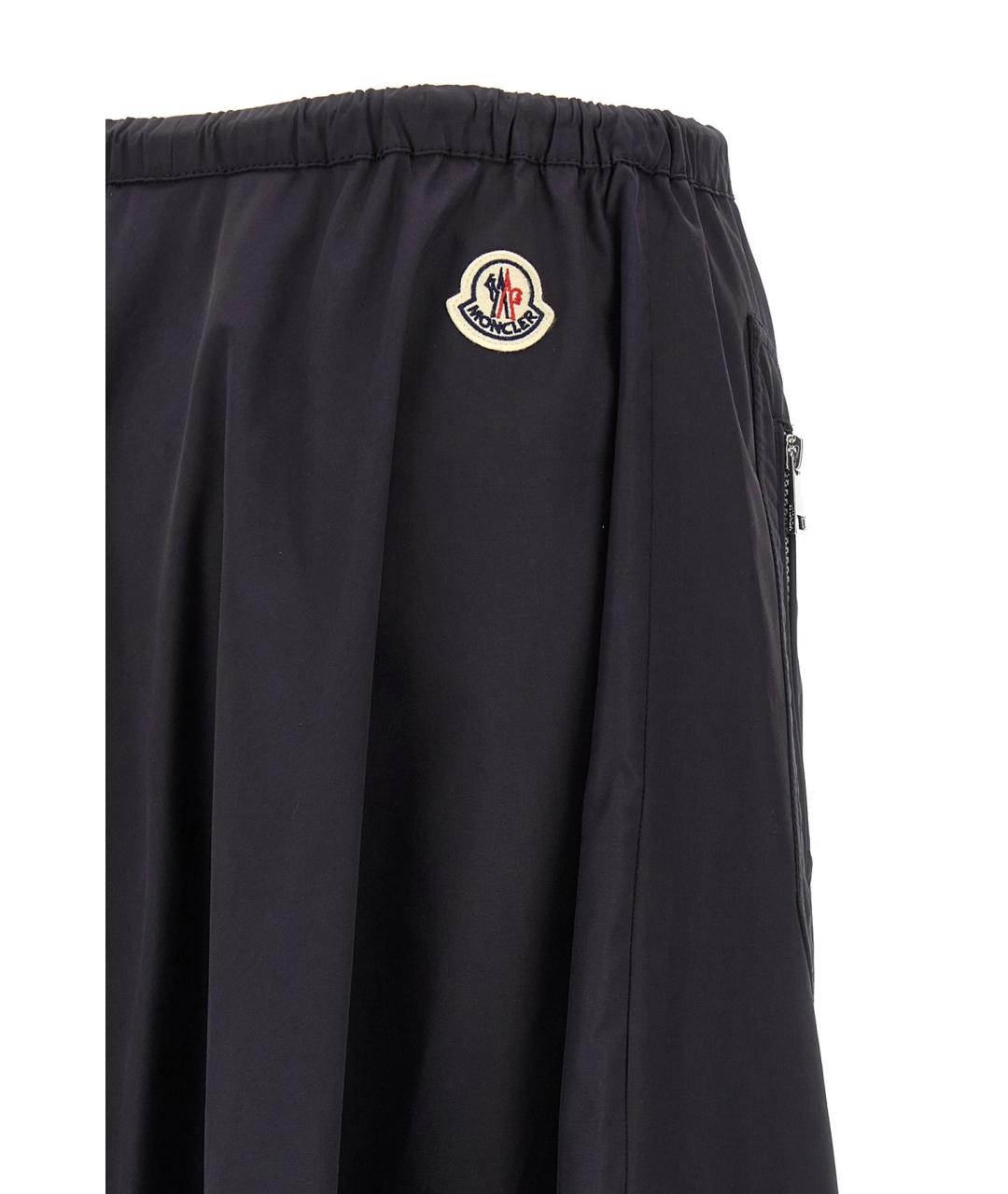 MONCLER Темно-синяя хлопковая юбка миди, фото 3