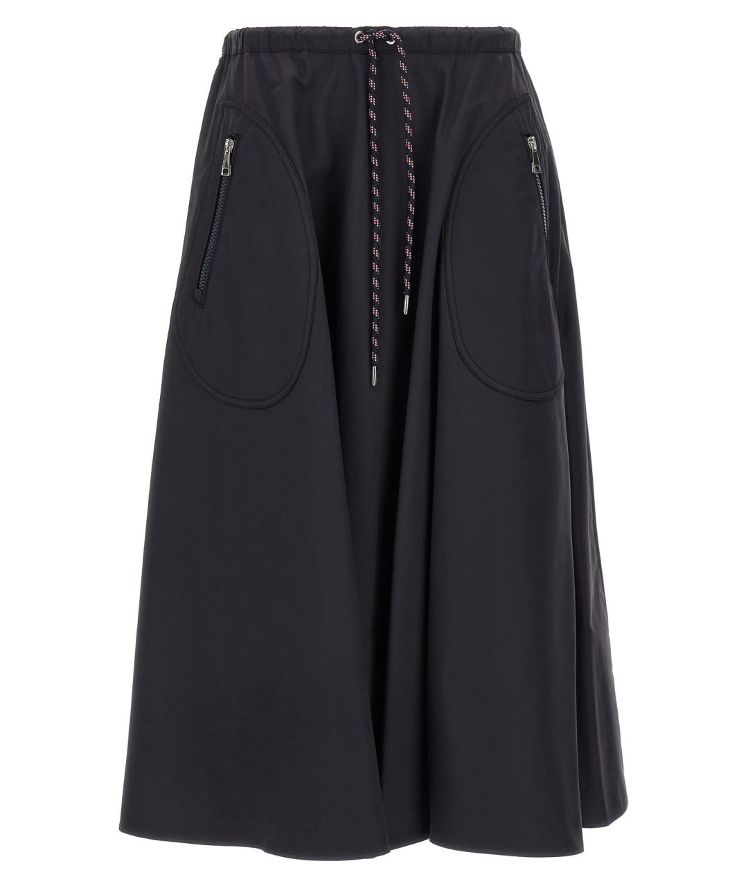 MONCLER Темно-синяя хлопковая юбка миди, фото 1
