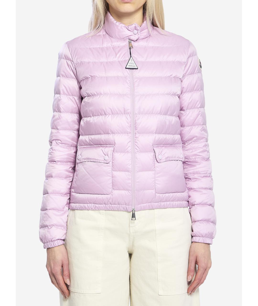 MONCLER Розовый полиамидовый пуховик, фото 2