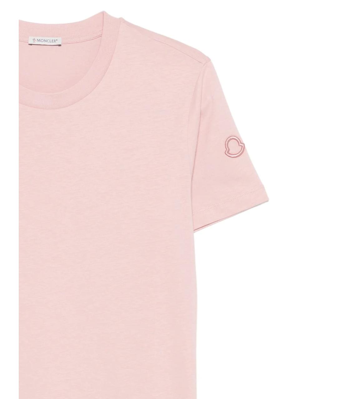 MONCLER Розовая хлопковая футболка, фото 2