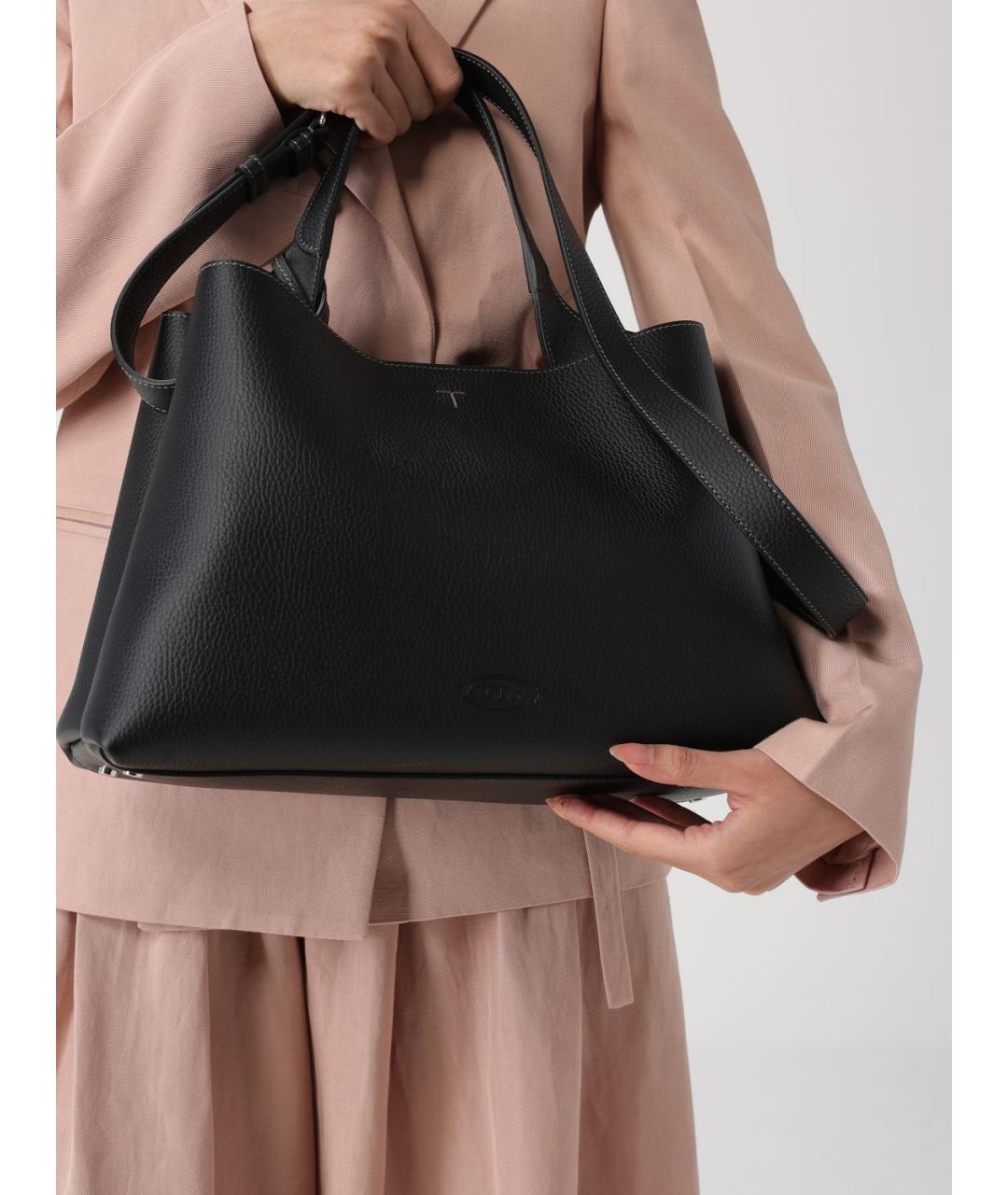 TOD'S Черная кожаная сумка тоут, фото 2