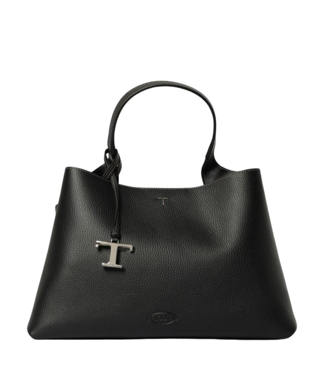 TOD'S Черная кожаная сумка тоут, фото 1