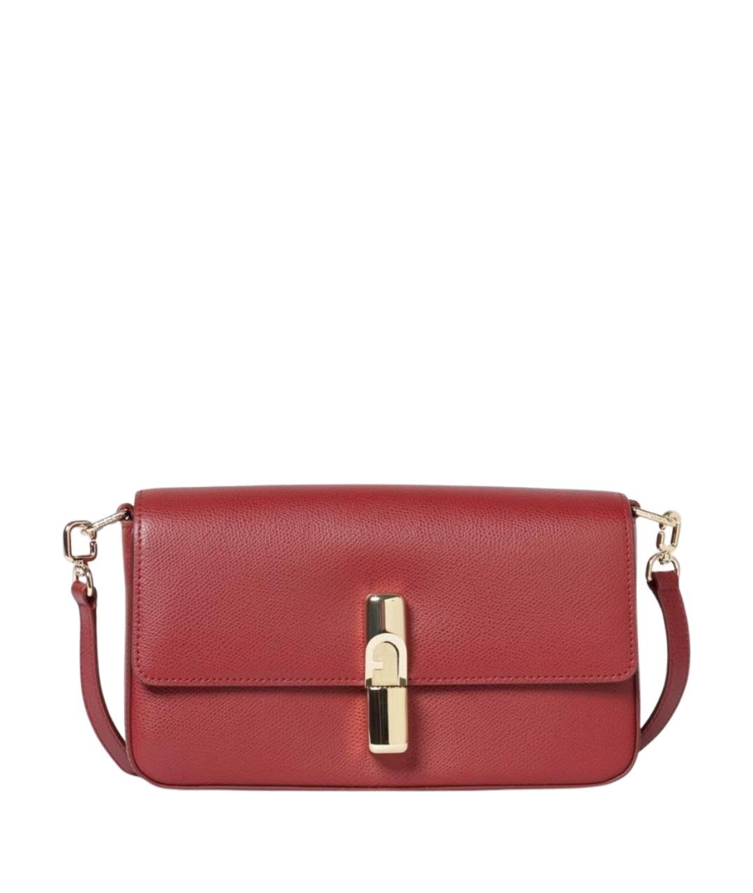 FURLA Бордовая кожаная сумка через плечо, фото 1