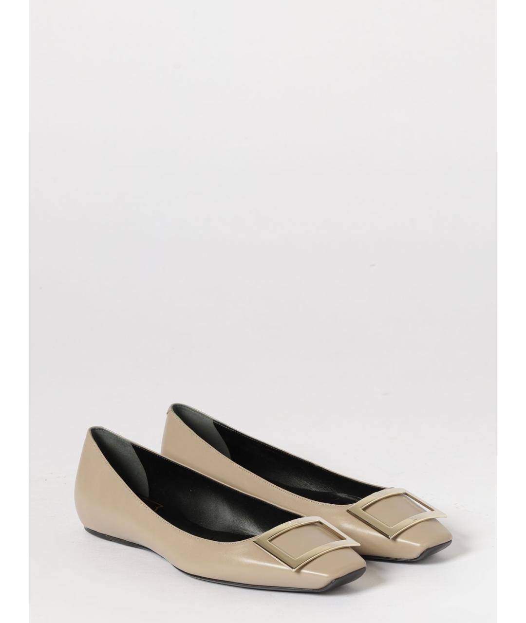 ROGER VIVIER Бежевые кожаные балетки, фото 2