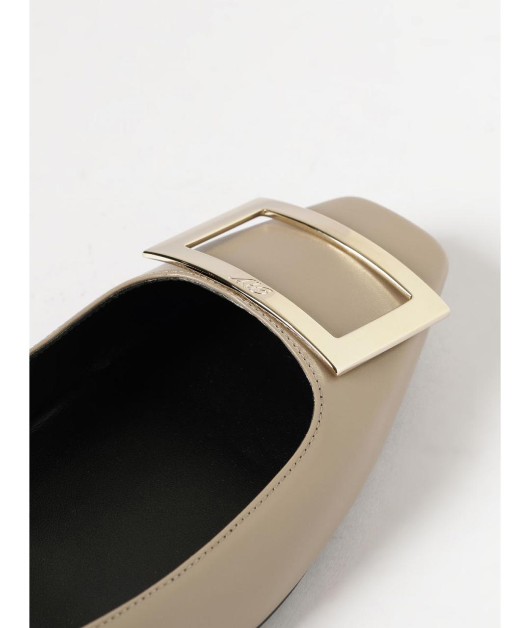 ROGER VIVIER Бежевые кожаные балетки, фото 4