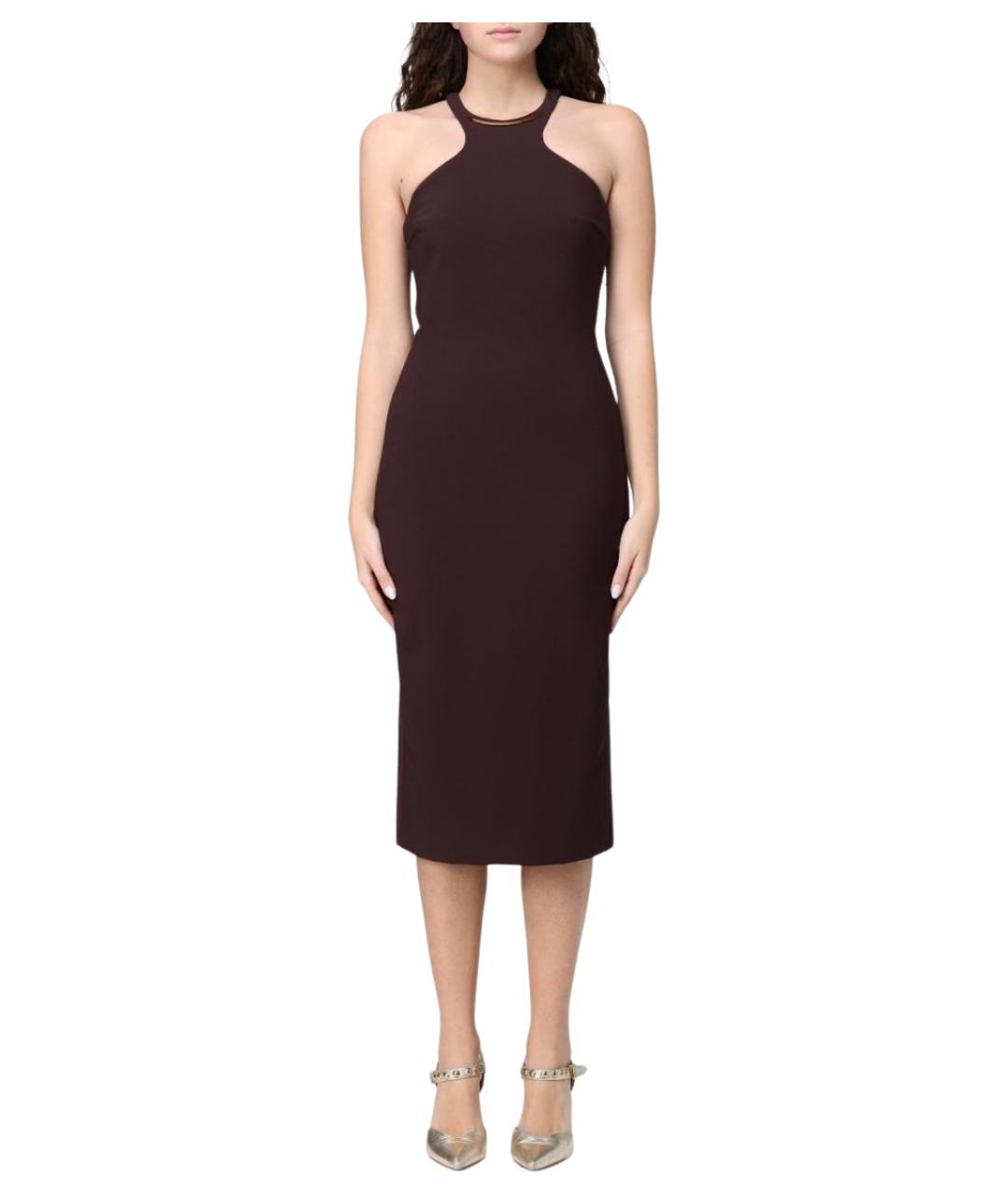 ELISABETTA FRANCHI Коричневое полиэстеровое повседневное платье, фото 1