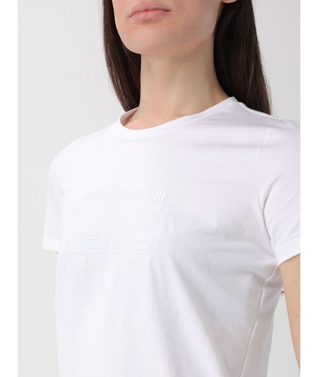 ELISABETTA FRANCHI Белая хлопковая футболка, фото 3
