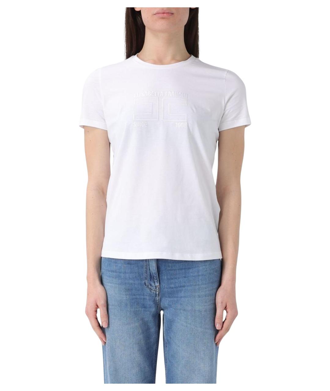 ELISABETTA FRANCHI Белая хлопковая футболка, фото 1