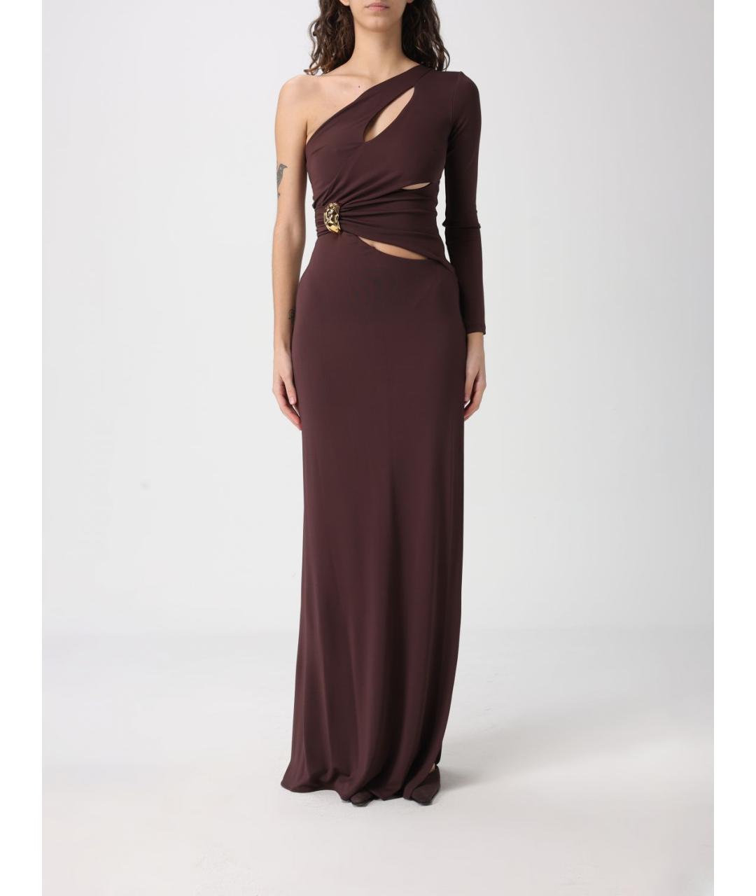 ELISABETTA FRANCHI Коричневое вечернее платье, фото 4