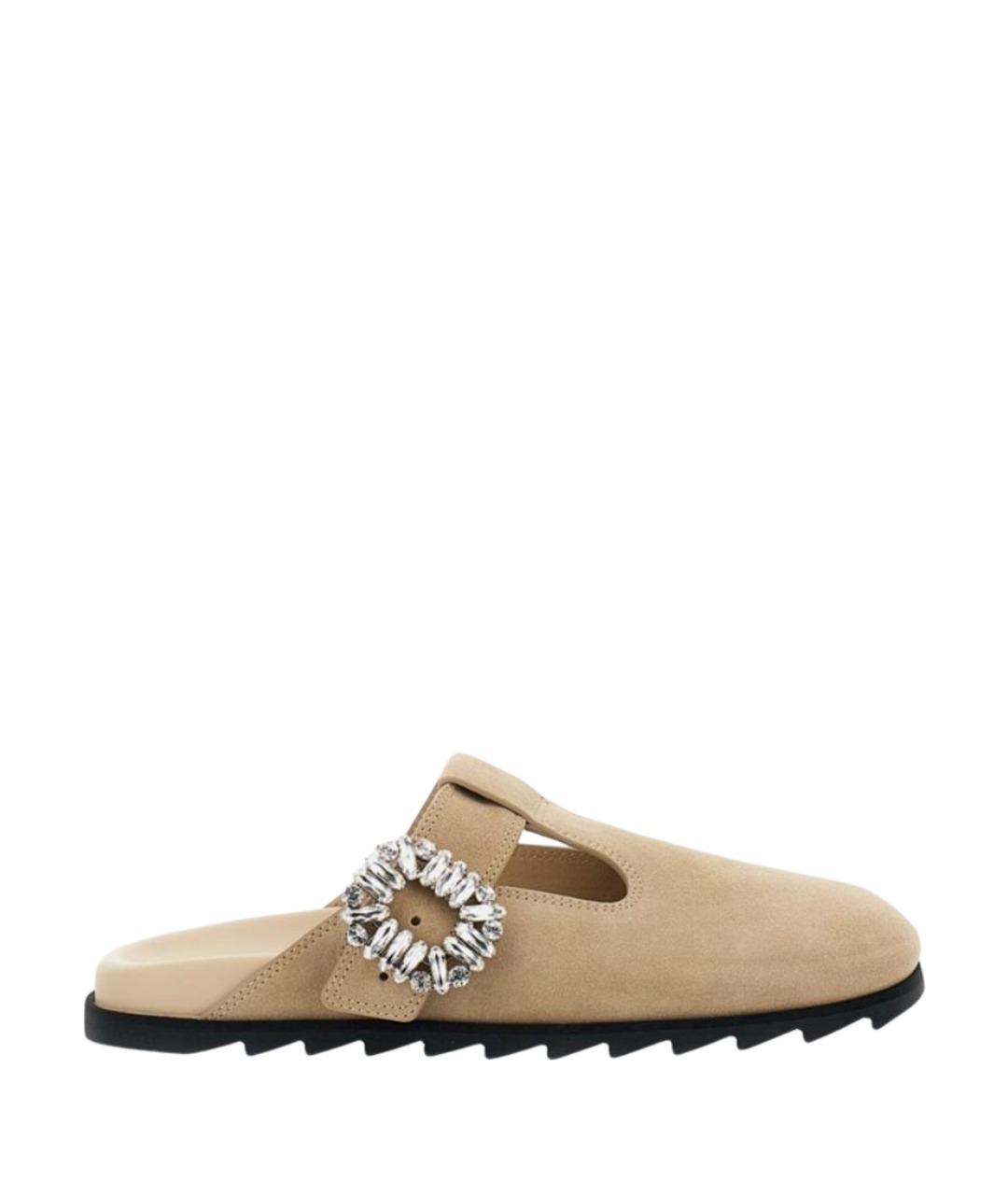 ROGER VIVIER Бежевые замшевые сабо, фото 1