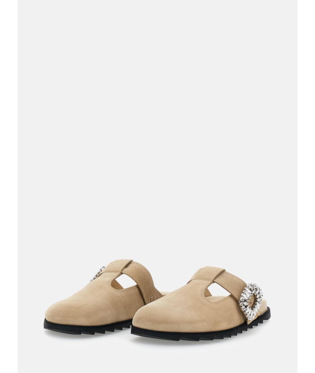ROGER VIVIER Бежевые замшевые сабо, фото 2