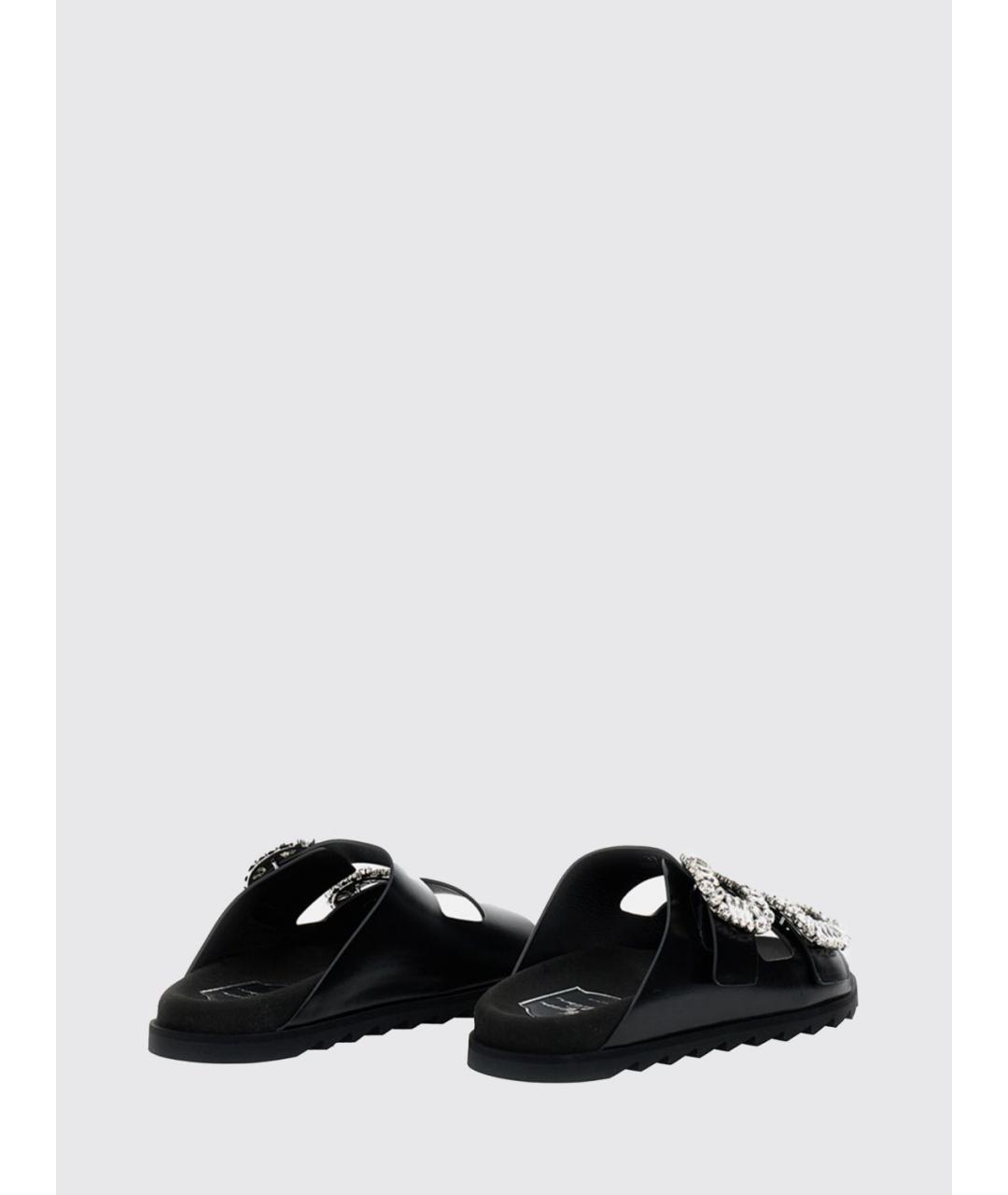 ROGER VIVIER Черные кожаные шлепанцы, фото 3
