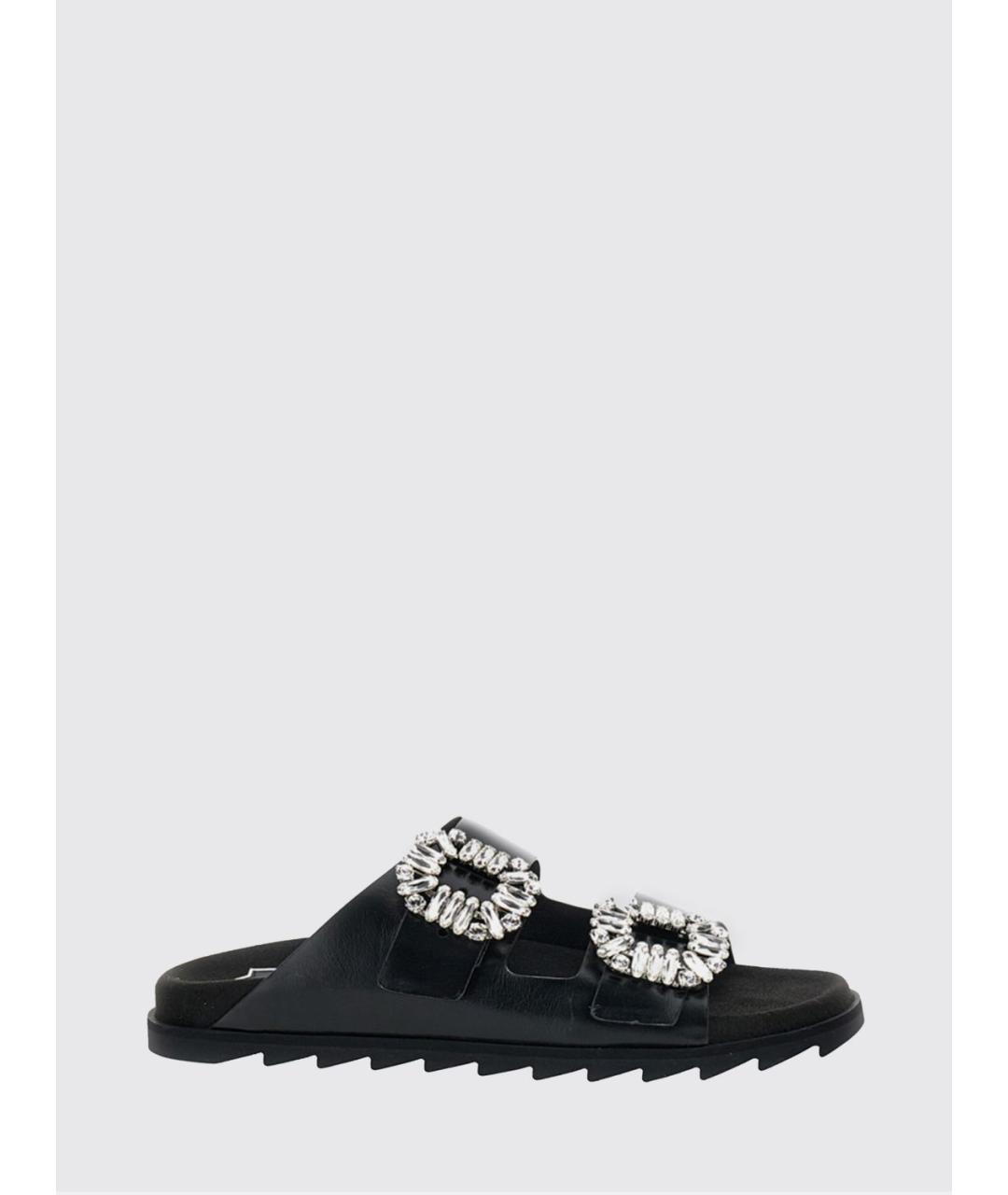 ROGER VIVIER Черные кожаные шлепанцы, фото 4