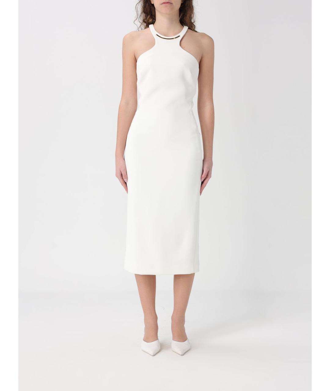 ELISABETTA FRANCHI Белое полиэстеровое повседневное платье, фото 4