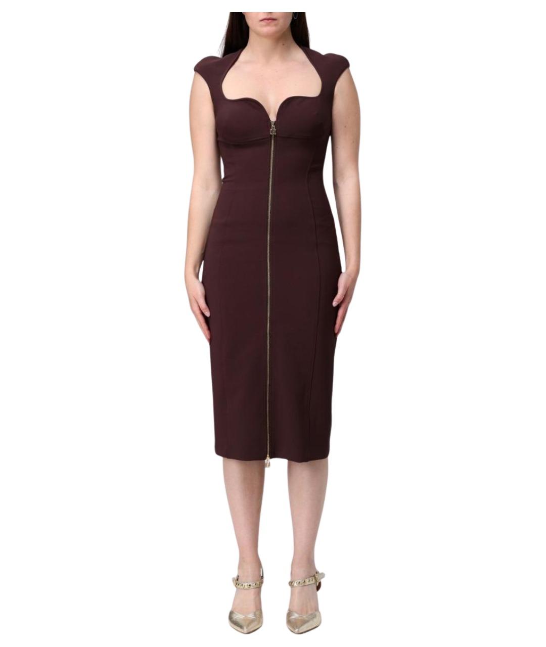 ELISABETTA FRANCHI Коричневое полиэстеровое коктейльное платье, фото 1