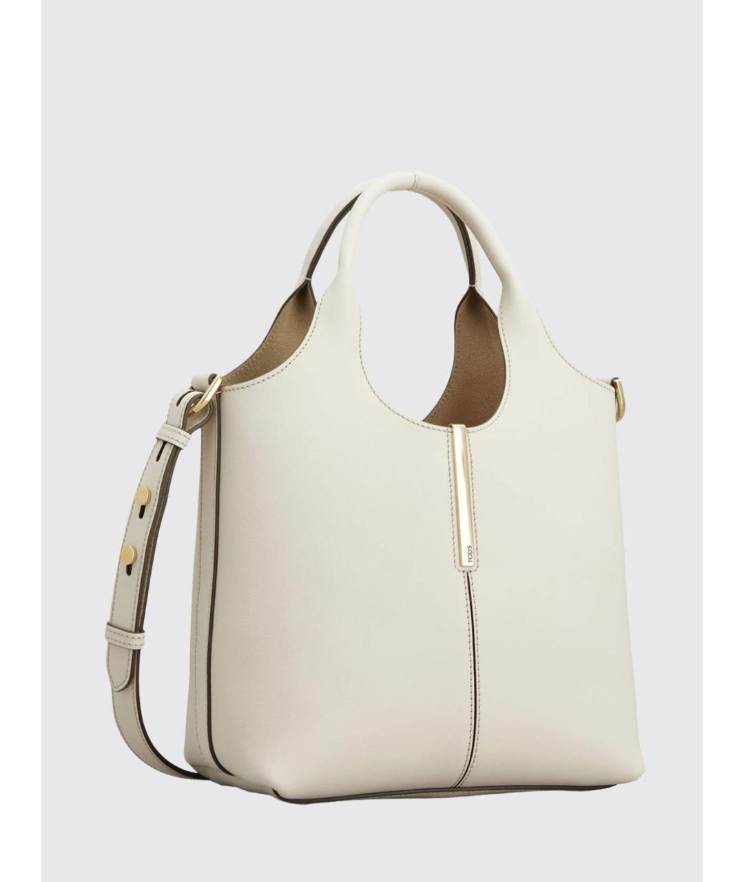TOD'S Белая кожаная сумка тоут, фото 2