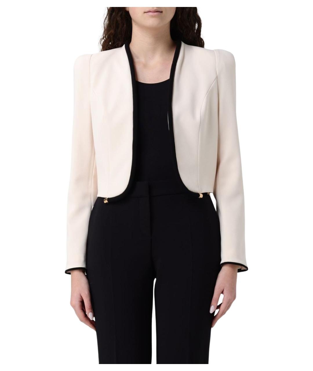 ELISABETTA FRANCHI Бежевый полиэстеровый жакет/пиджак, фото 1