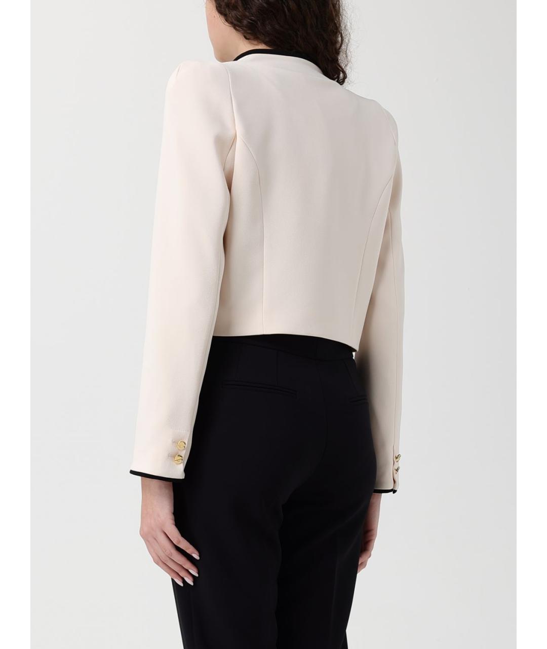ELISABETTA FRANCHI Бежевый полиэстеровый жакет/пиджак, фото 2