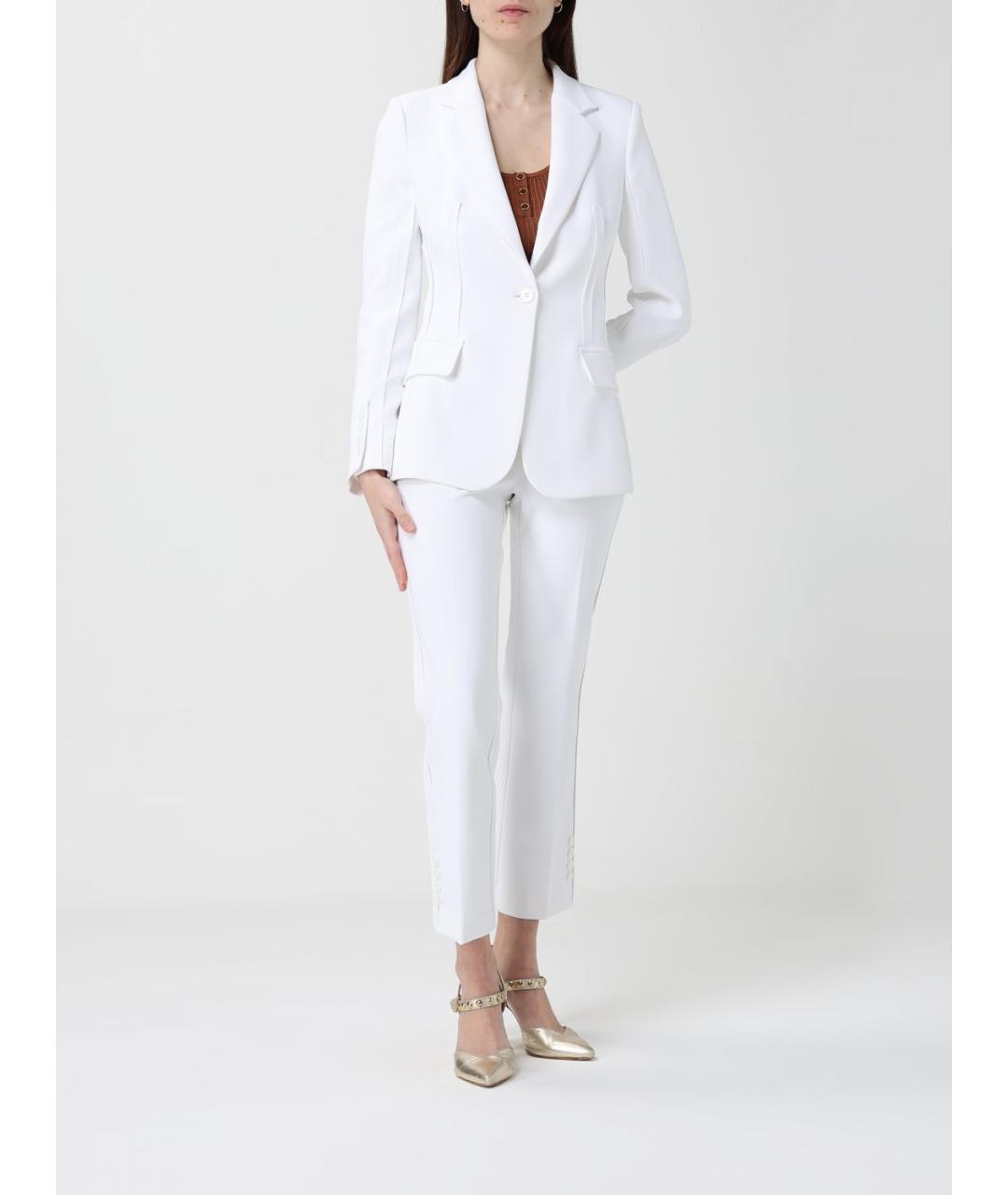 ELISABETTA FRANCHI Белые креповые прямые брюки, фото 2