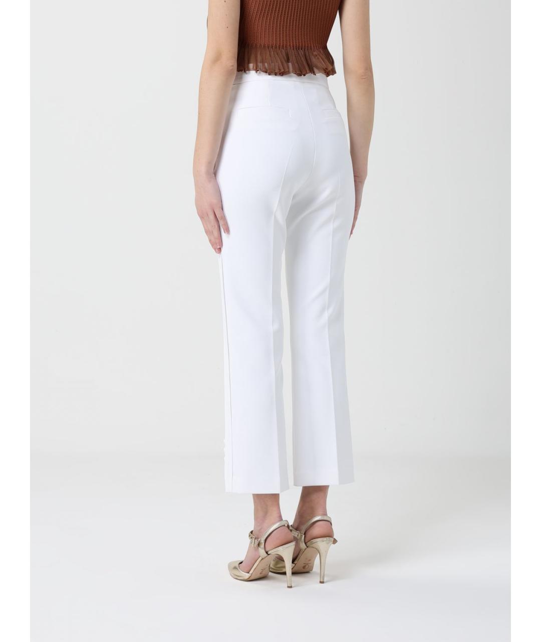 ELISABETTA FRANCHI Белые креповые прямые брюки, фото 3