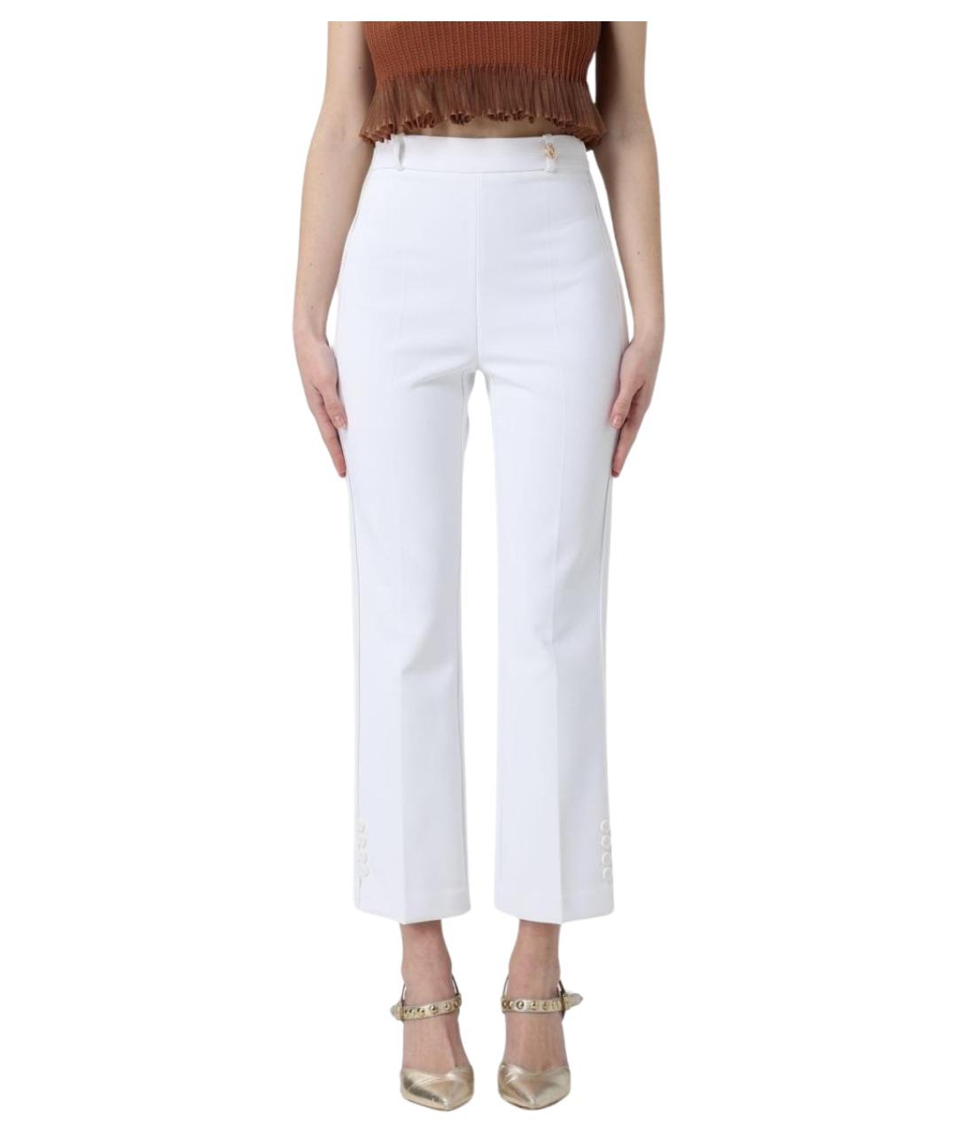 ELISABETTA FRANCHI Белые креповые прямые брюки, фото 1
