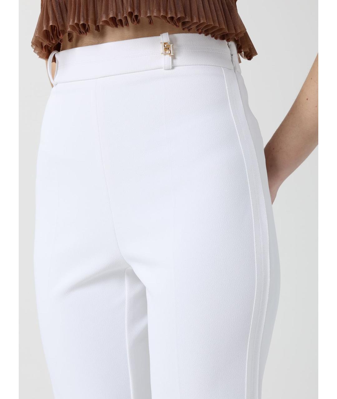 ELISABETTA FRANCHI Белые креповые прямые брюки, фото 4