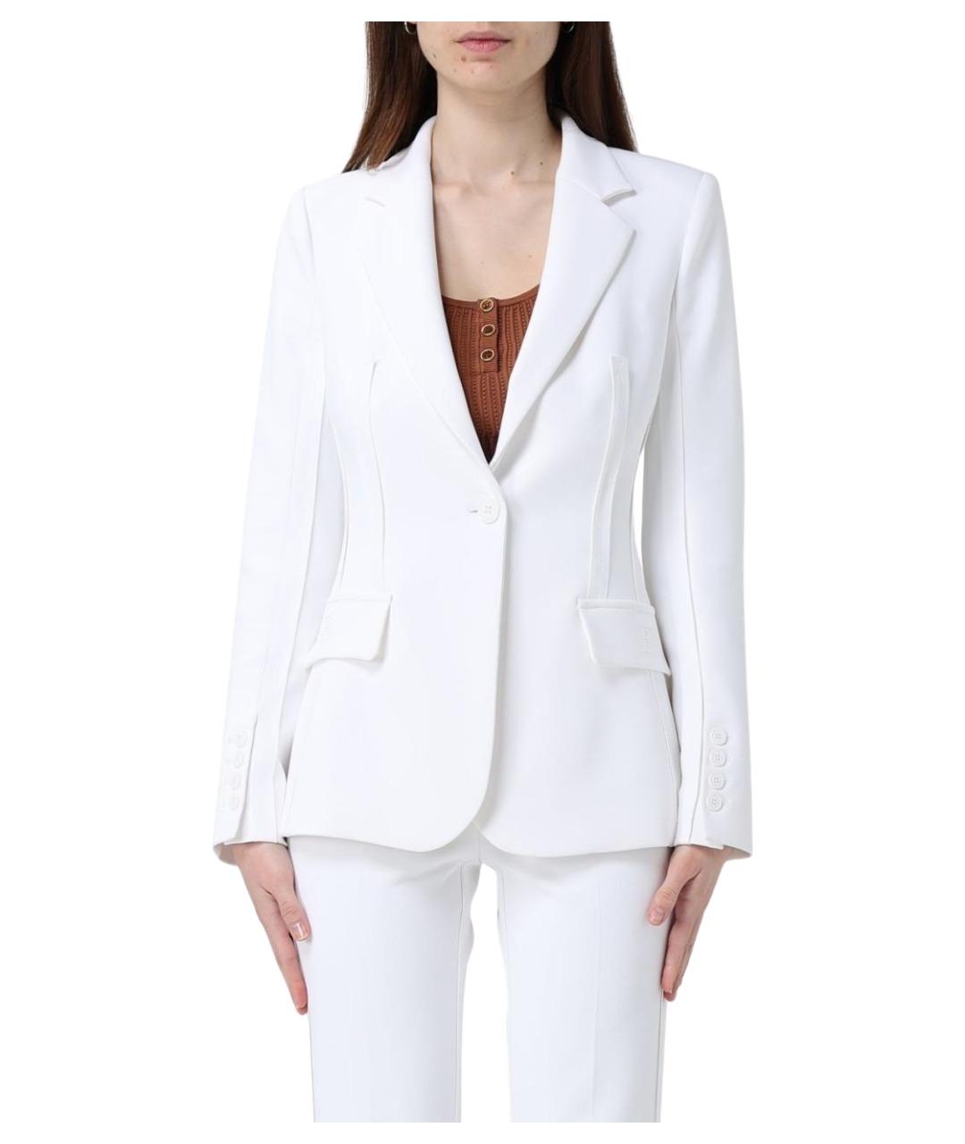 ELISABETTA FRANCHI Белый полиэстеровый жакет/пиджак, фото 1