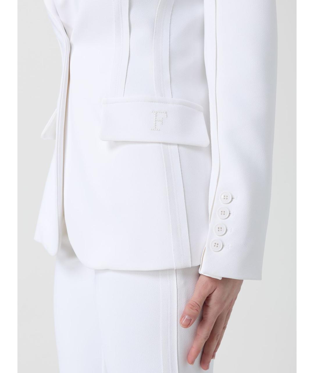 ELISABETTA FRANCHI Белый полиэстеровый жакет/пиджак, фото 5