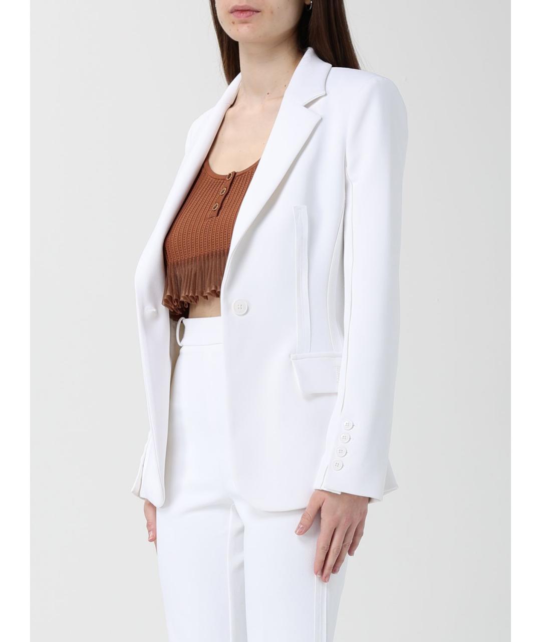 ELISABETTA FRANCHI Белый полиэстеровый жакет/пиджак, фото 4