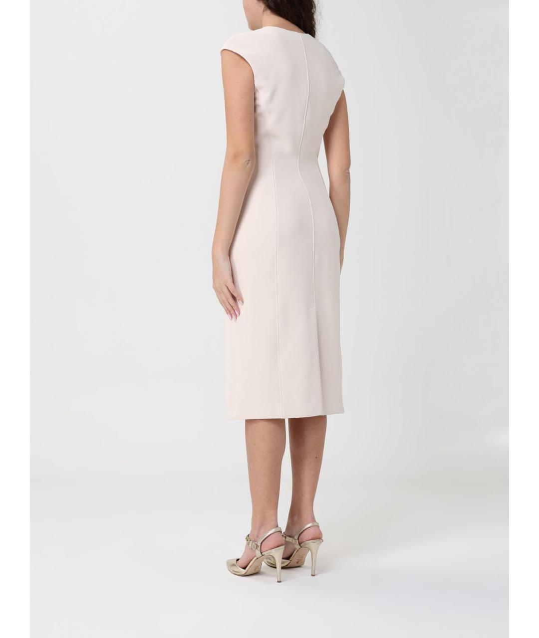 ELISABETTA FRANCHI Бежевое полиэстеровое коктейльное платье, фото 2