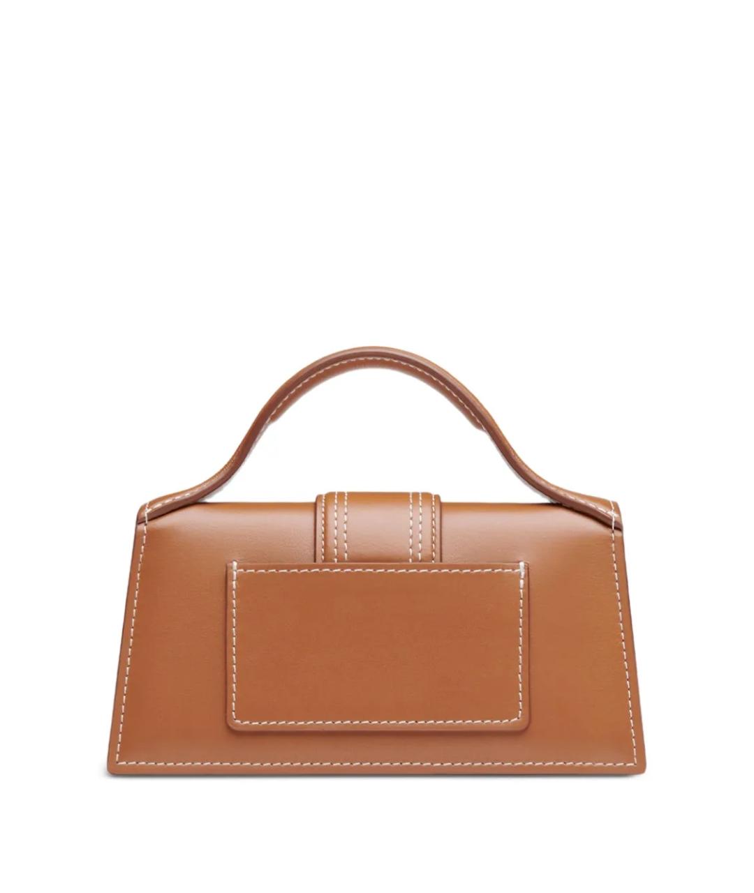 JACQUEMUS Коричневая кожаная сумка с короткими ручками, фото 3
