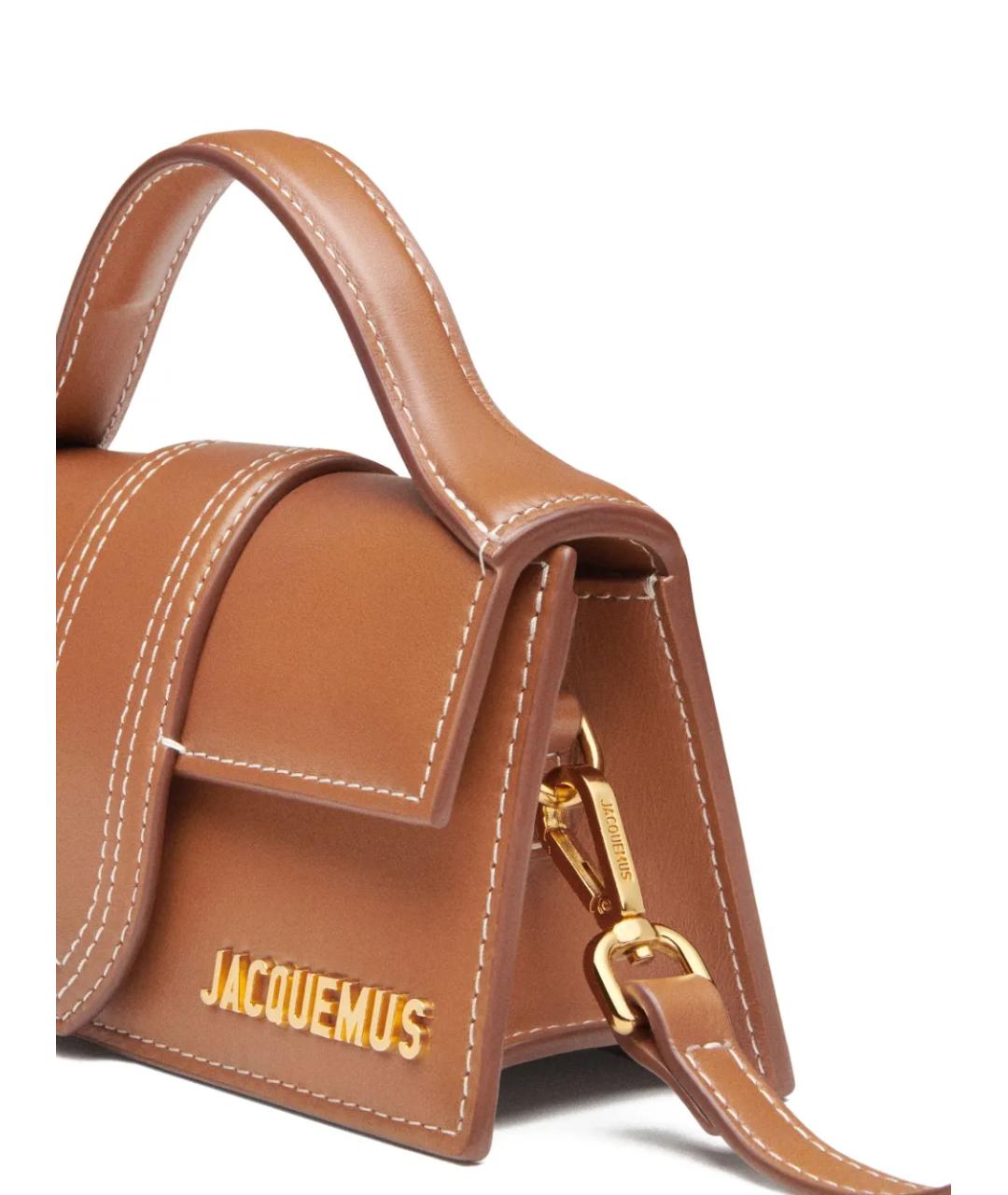 JACQUEMUS Коричневая кожаная сумка с короткими ручками, фото 4