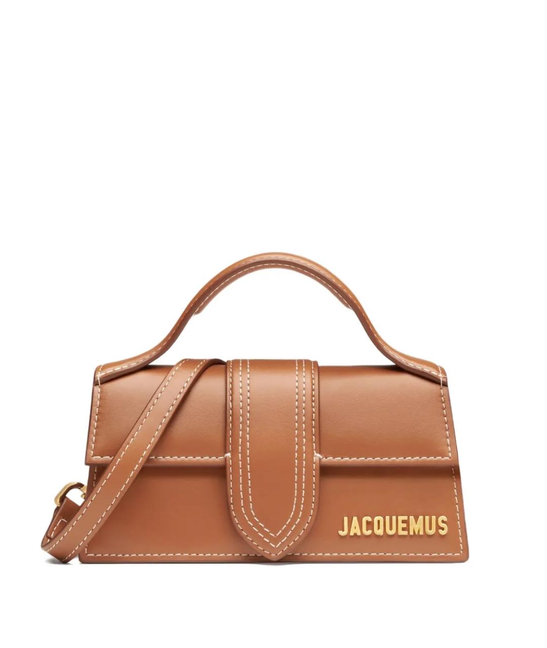 JACQUEMUS Коричневая кожаная сумка с короткими ручками, фото 1